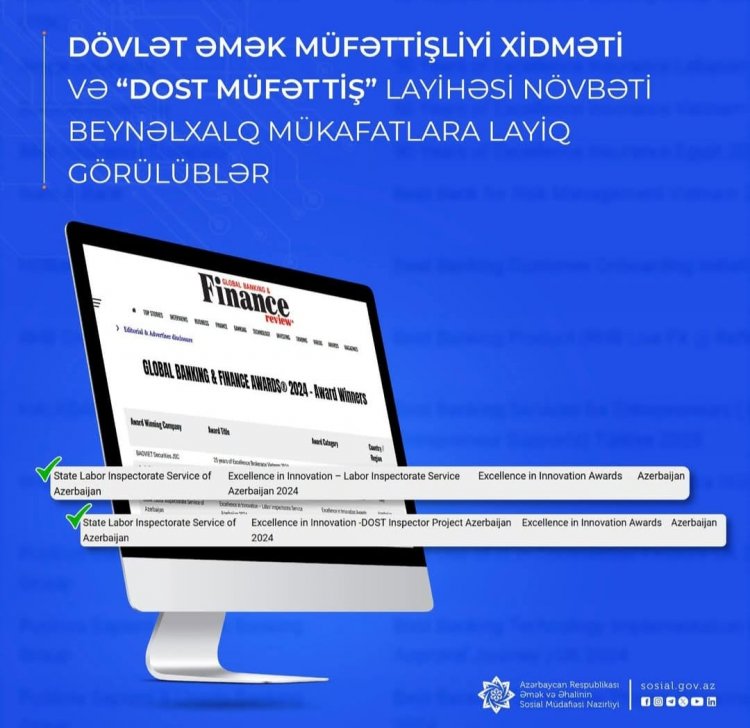DƏMX və “DOST Müfəttiş” layihəsi növbəti beynəlxalq mükafatlara layiq görülüblər